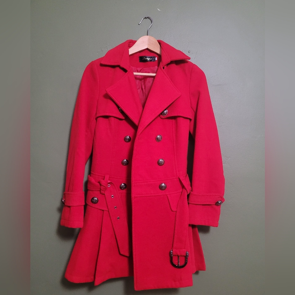 Women's Red Double-Breasted Coat